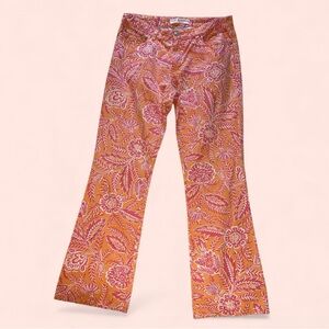 Tommy Hilfiger Pink and Orange Floral Flare Jeans - minor marks